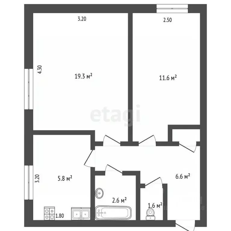 2-к кв. Омская область, Любинский рп ул. Пионерская, 24 (42.1 м) - Фото 2