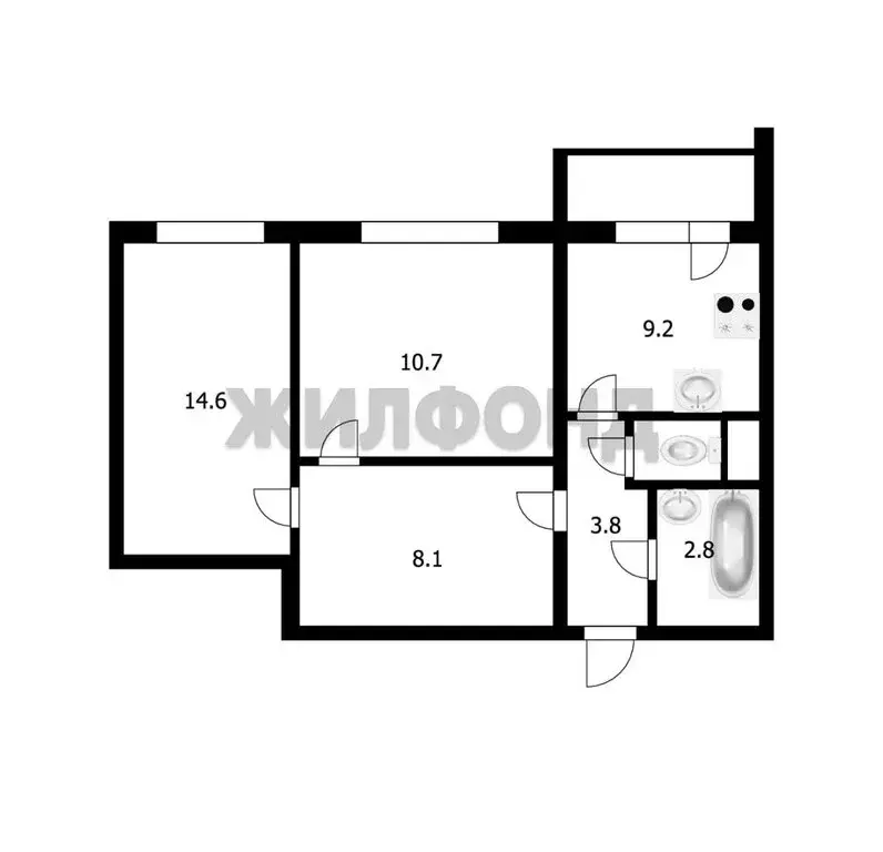 2-комнатная квартира: Новосибирск, Спортивная улица, 35 (50.5 м) - Фото 0