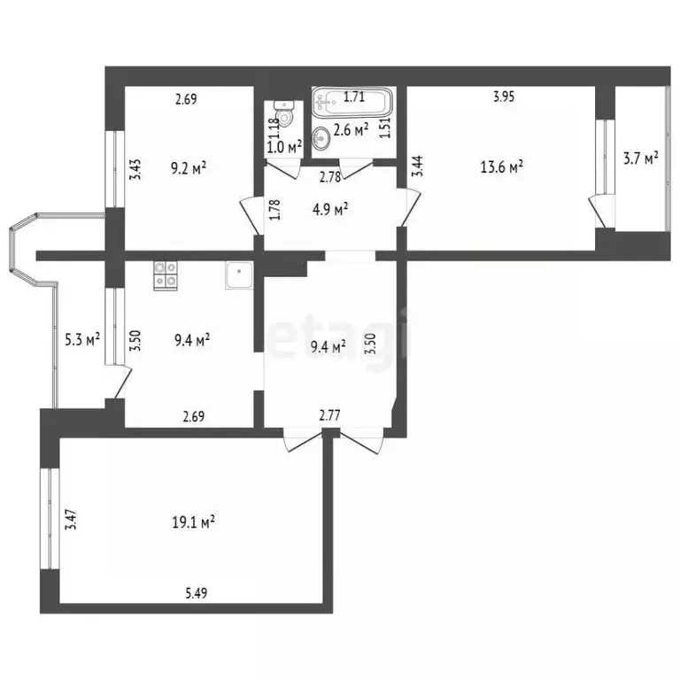 3-к кв. Самарская область, Самара ул. 22-го Партсъезда, 223 (69.2 м) - Фото 2