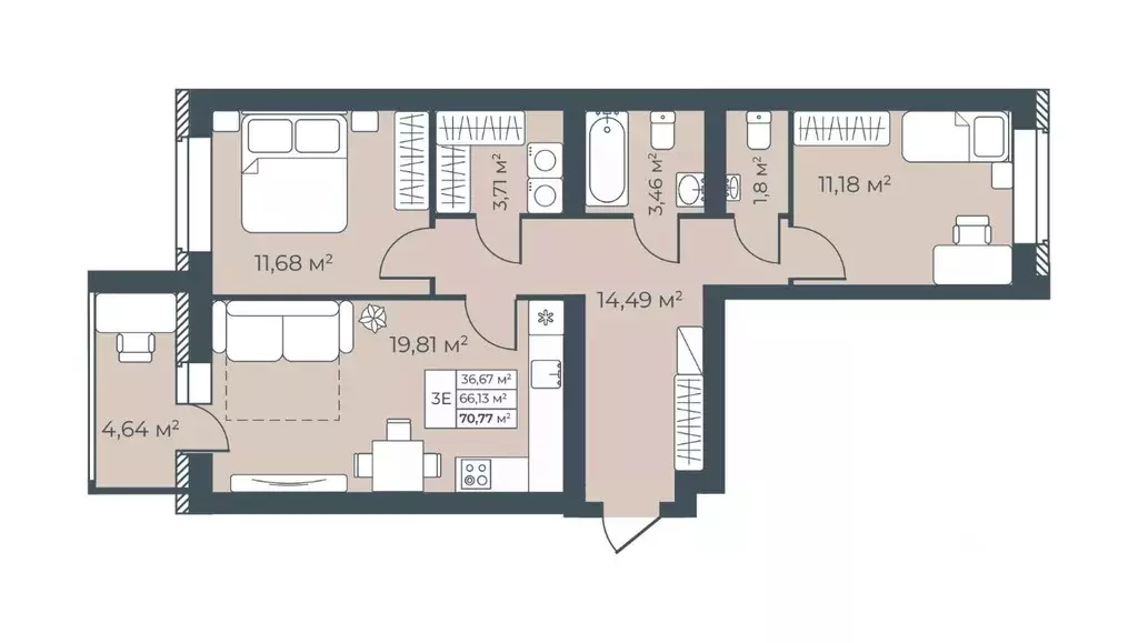 3-к кв. Тульская область, Узловая  (70.77 м) - Фото 1