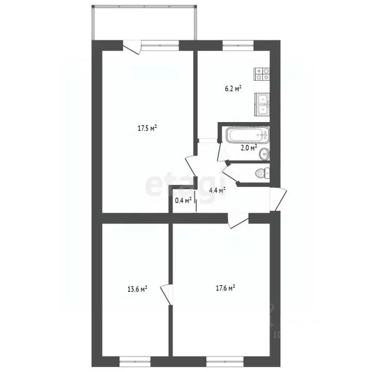3-к кв. Севастополь просп. Октябрьской Революции, 43 (64.0 м) - Фото 2