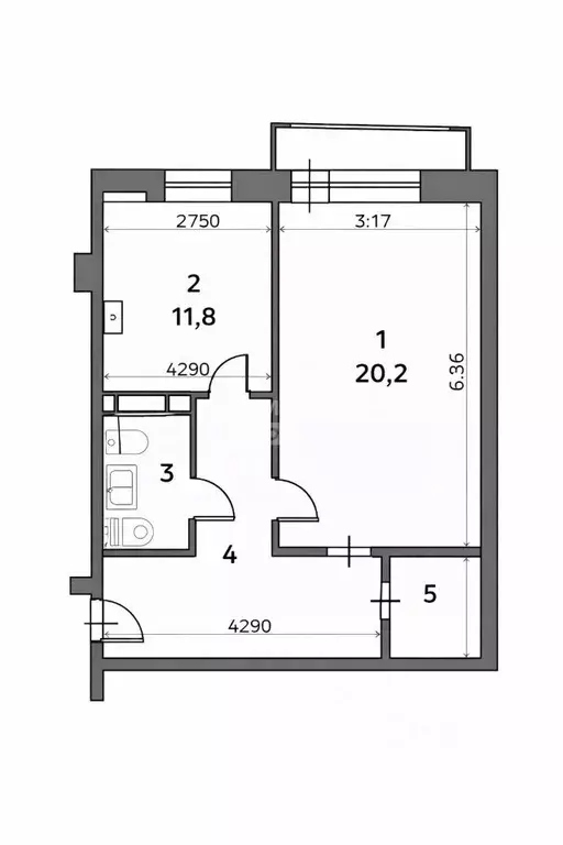1-к кв. Томская область, Томск Тверская ул., 3 (48.4 м) - Фото 2