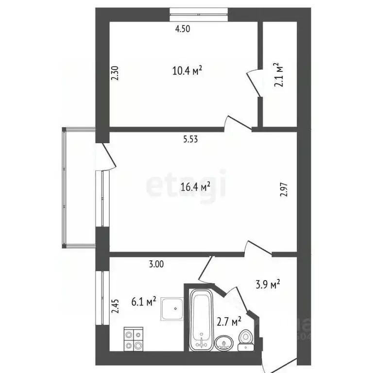 2-к кв. Севастополь ул. Героев Севастополя, 60 (42.7 м) - Фото 2