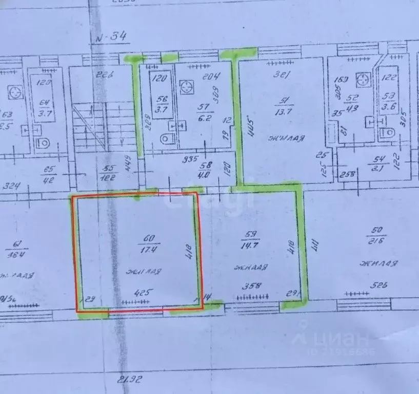 2-к кв. Калининградская область, Калининград Трамвайный пер., 34 (46.0 ... - Фото 2