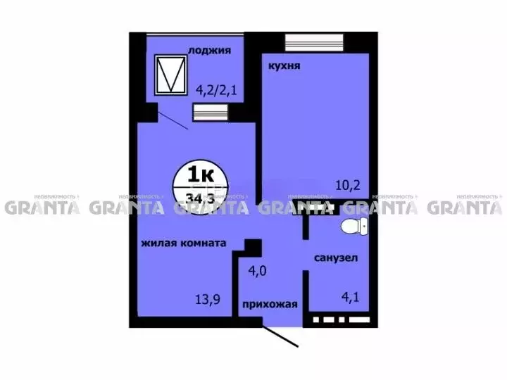 1-комнатная квартира: Красноярск, улица Лесников, 51 (34 м) - Фото 1