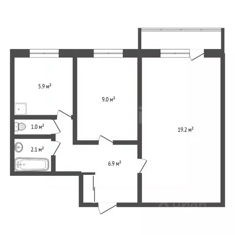 2-к кв. Амурская область, Тында Московский бул., 9 (44.8 м) - Фото 1