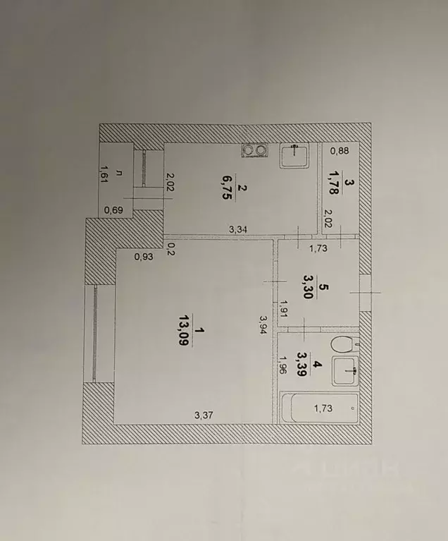 1-к кв. Ульяновская область, Ульяновск Оренбургская ул., 58 (28.3 м) - Фото 1