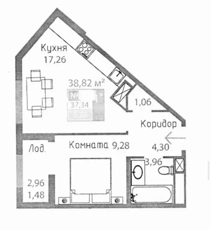 1-к кв. Крым, Симферополь просп. Александра Суворова, 19 (39.0 м) - Фото 1