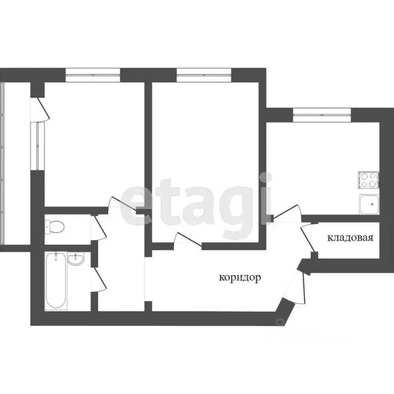 2-к кв. Челябинская область, Челябинск ул. Агалакова, 48 (52.6 м) - Фото 2