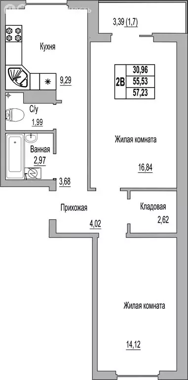2-комнатная квартира: Псков, Линейная улица, 85 (57.23 м) - Фото 1