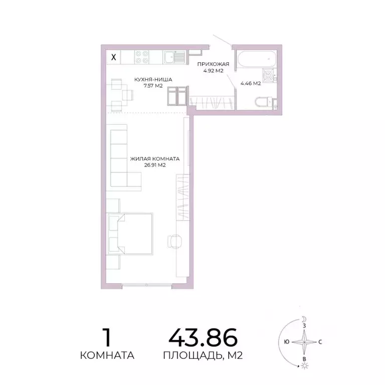 1-к кв. Пензенская область, Пенза Побочинская ул., с18 (43.86 м) - Фото 0