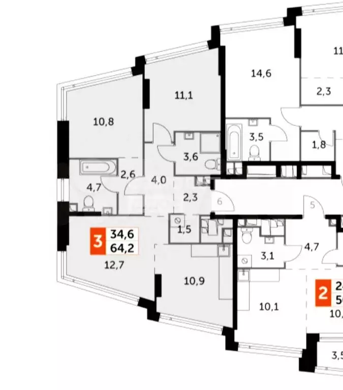 3-комнатная квартира: Москва, Варшавское шоссе, 37 (64 м) - Фото 1