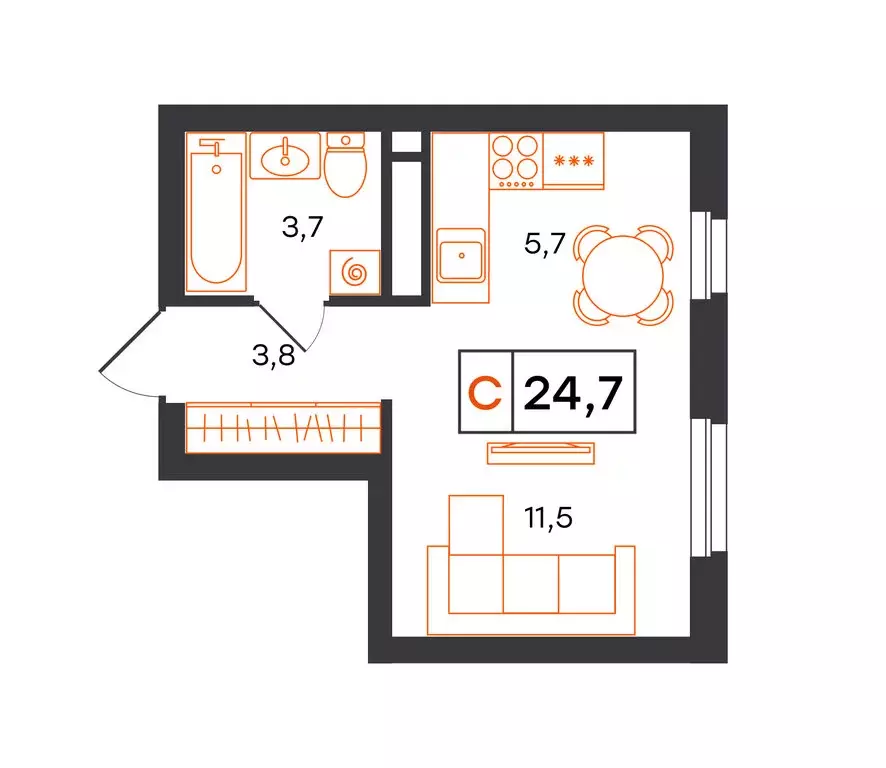 Квартира-студия: Екатеринбург, улица Патриса Лумумбы, 54 (24.7 м) - Фото 0