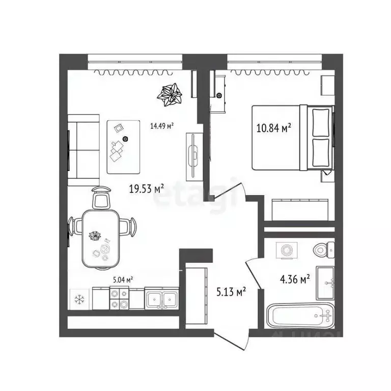 1-к кв. Тюменская область, Тюмень ул. Тимофея Чаркова, 87 (39.9 м) - Фото 1