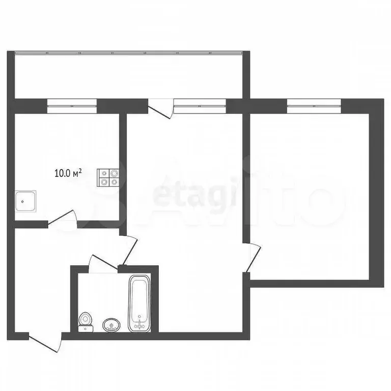 2-к. квартира, 49 м, 8/10 эт. - Фото 0