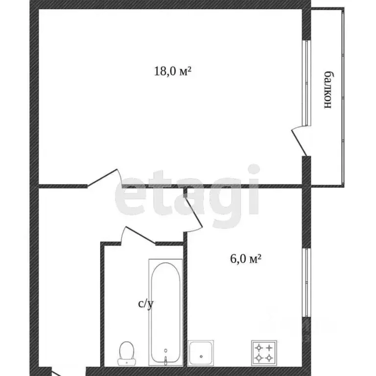 1-к кв. Красноярский край, Красноярск Транзитная ул., 38 (30.8 м) - Фото 2