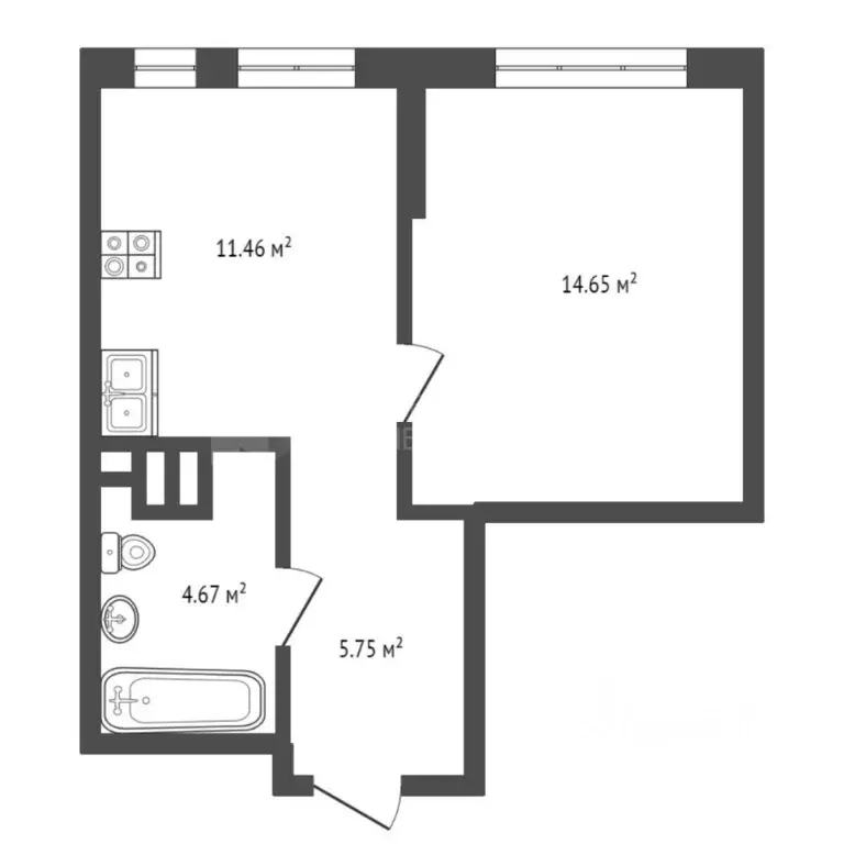1-к кв. Тюменская область, Тюмень ул. Тимофея Чаркова, 91 (36.5 м) - Фото 2