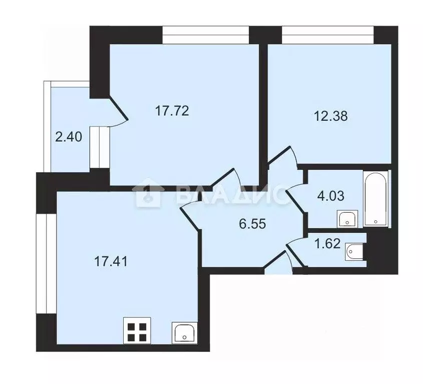 2-к кв. Санкт-Петербург проезд Дизельный, 11к3 (60.9 м) - Фото 1
