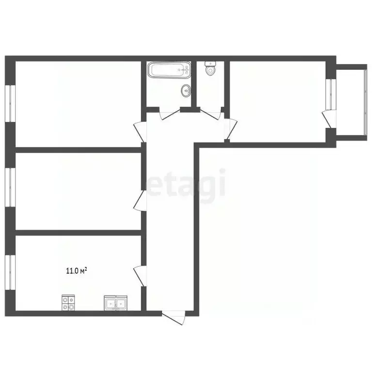3-к кв. Омская область, Омск ул. 5-й Армии, 3 (63.2 м) - Фото 1