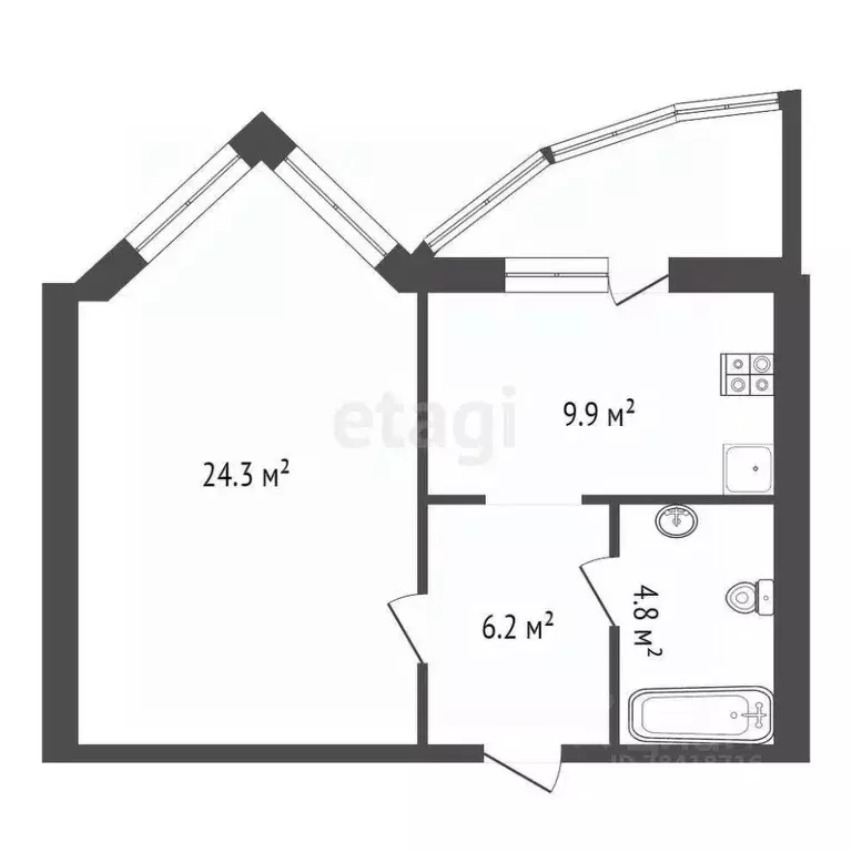 1-к кв. Калужская область, Обнинск Заводская ул., 3 (45.3 м) - Фото 2
