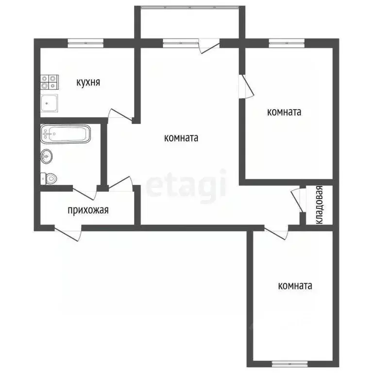 3-к кв. Воронежская область, Воронеж ул. 3-го Интернационала, 3 (55.0 ... - Фото 2