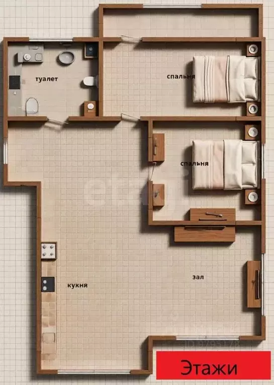 2-к кв. Татарстан, Казань Чистопольская ул., 75 (69.0 м) - Фото 2
