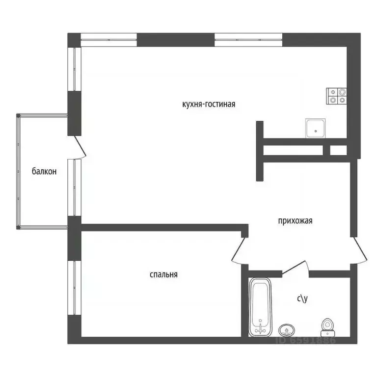 1-к кв. Тульская область, Тула Оборонная ул., 104 (58.07 м) - Фото 0