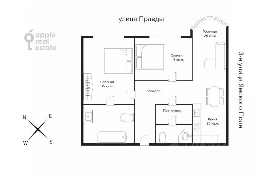 3-к кв. Москва ул. 1-я Ямского Поля, 1к1 (85.0 м) - Фото 1