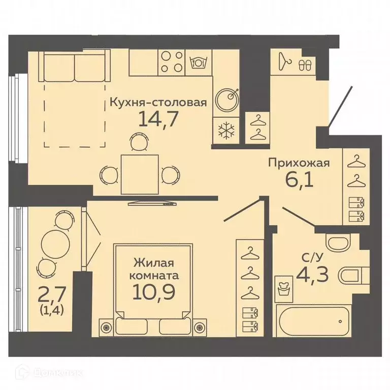 Продаётся 1-к квартира, 37.4 м - Фото 1