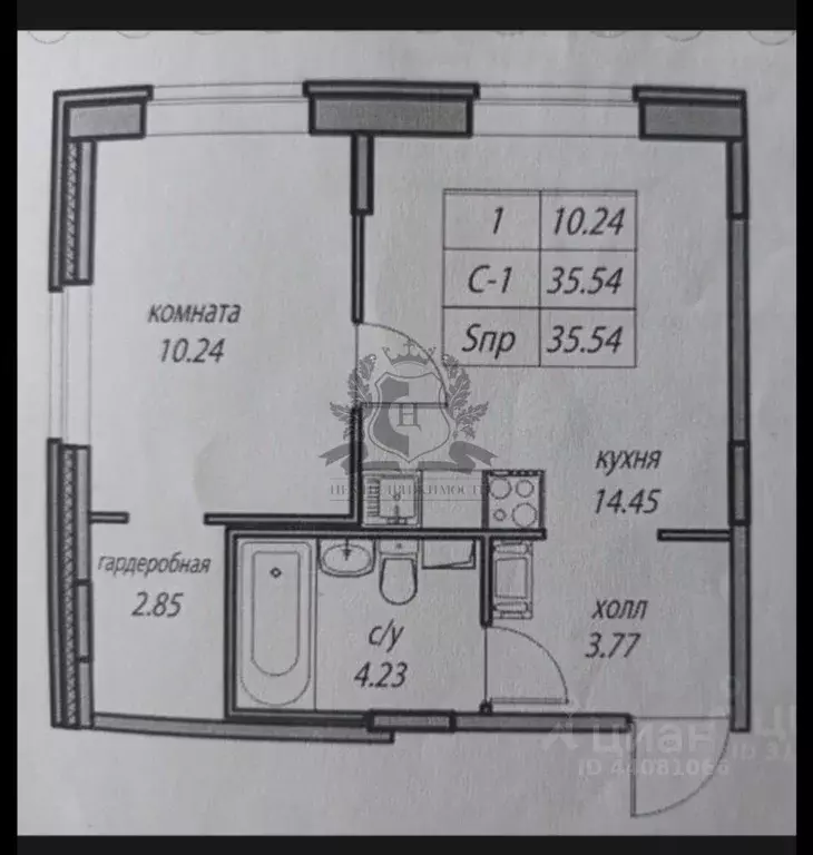 2-к кв. Санкт-Петербург просп. Юнтоловский, 48к2 (35.54 м) - Фото 2
