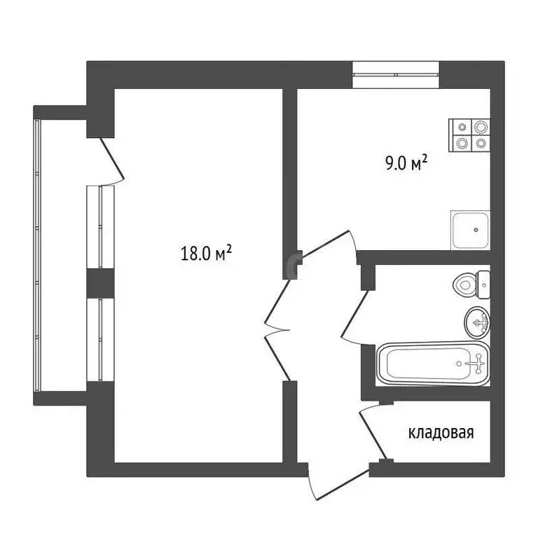 1-комнатная квартира: микрорайон Рощино, Аграрная улица, 9 (35.7 м) - Фото 1