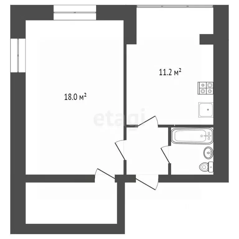 1-к кв. Ростовская область, Таганрог ул. Адмирала Крюйса, 23/9 (36.0 ... - Фото 2