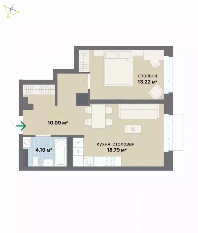 1-к кв. Свердловская область, Екатеринбург Эльмаш жилрайон,  (46.2 м) - Фото 1