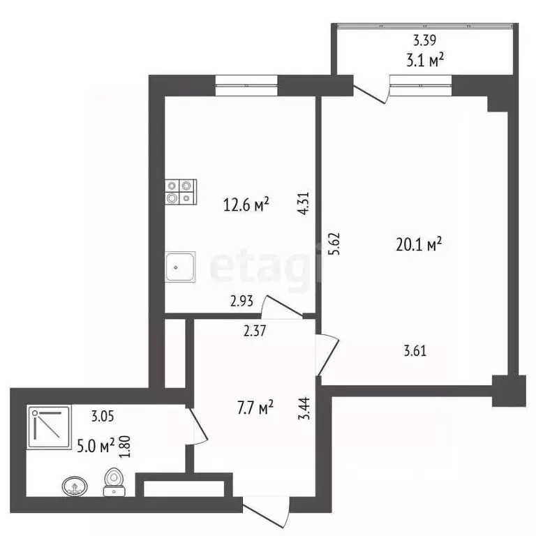 1-к кв. Самарская область, Самара Ново-Садовая ул., 347а (45.4 м) - Фото 1