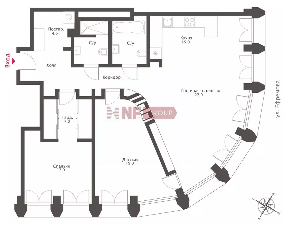 3-к кв. Москва ул. Ефремова, 10к1 (106.0 м) - Фото 2