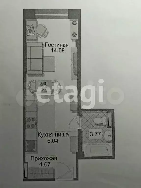 Квартира-студия, 28 м, 11/17 эт. - Фото 0