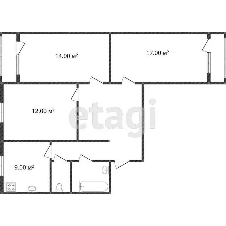 3-комнатная квартира: Белгород, улица Конева, 4 (65 м) - Фото 1