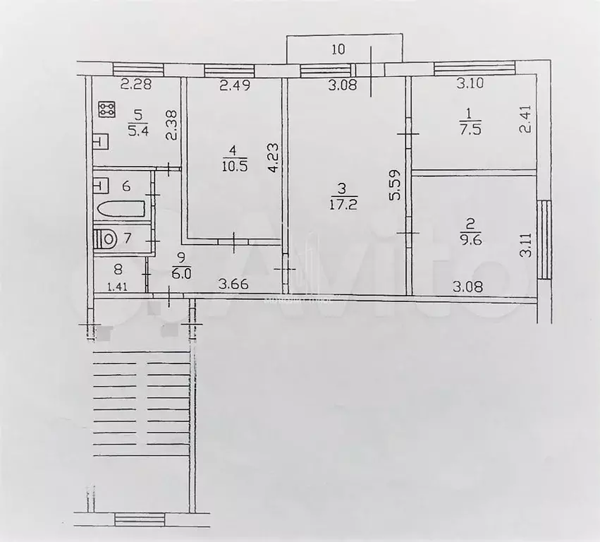 4-к. квартира, 61,8 м, 4/5 эт. - Фото 0