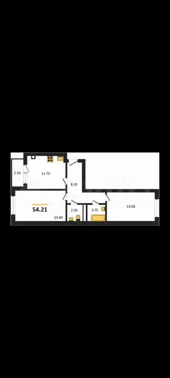 2-к. квартира, 55,5 м, 2/9 эт. - Фото 1