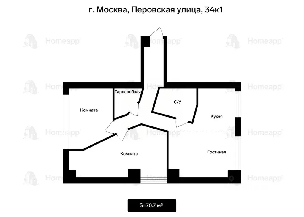3-к кв. Москва Перовская ул., 34к1 (70.7 м) - Фото 2