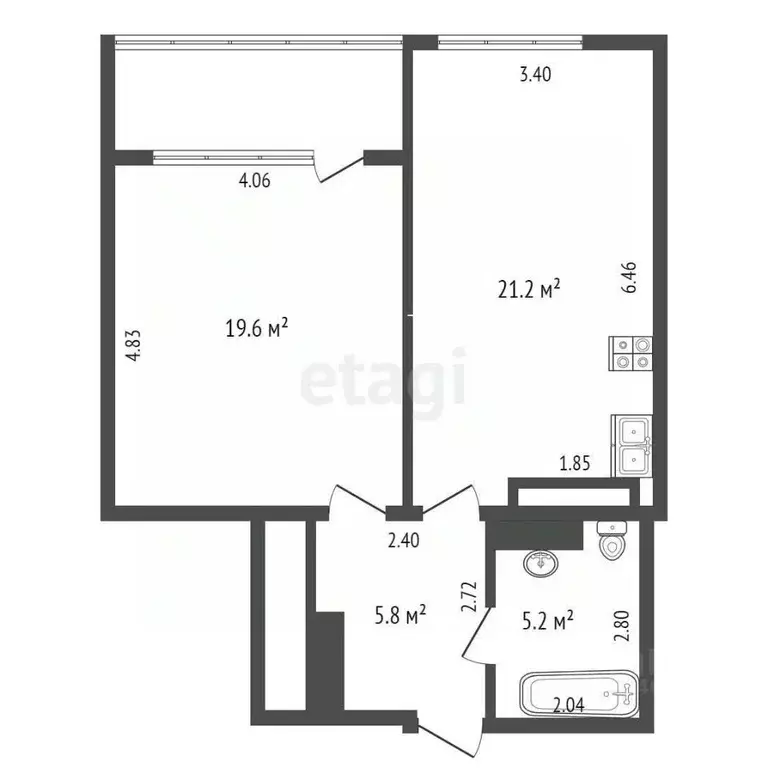 2-к кв. Крым, Феодосия наб. Черноморская, 1К (51.8 м) - Фото 1