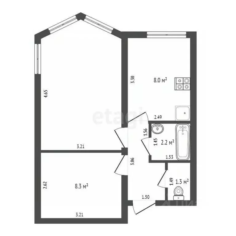 2-к кв. Коми, Усинск ул. Нефтяников, 32А (39.6 м) - Фото 1