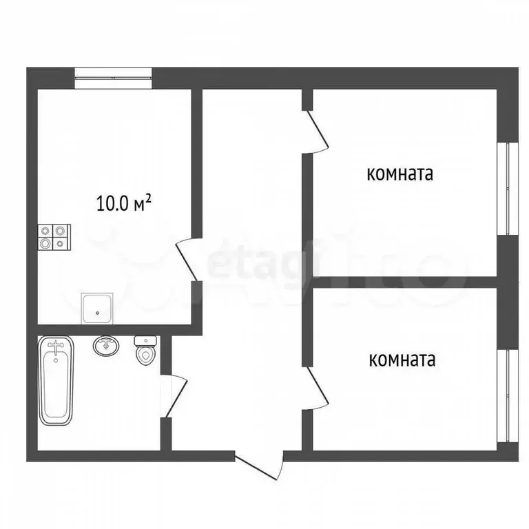 2-к. квартира, 52,5 м, 2/10 эт. - Фото 0