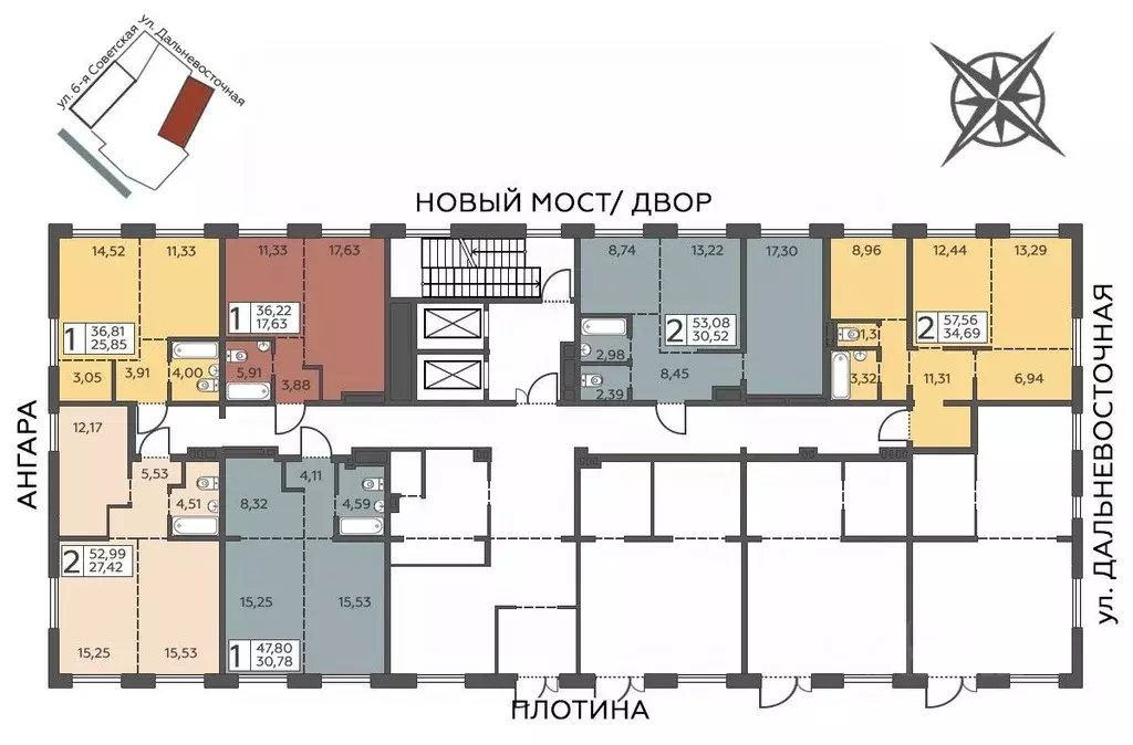 2-к кв. Иркутская область, Иркутск ул. 6-я Советская, 2 (57.56 м) - Фото 1