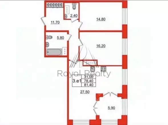 3-к кв. Санкт-Петербург Петровский просп., 28к2 (84.3 м) - Фото 2