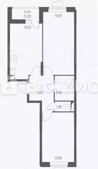 2-к. квартира, 53,5 м, 2/17 эт. - Фото 0