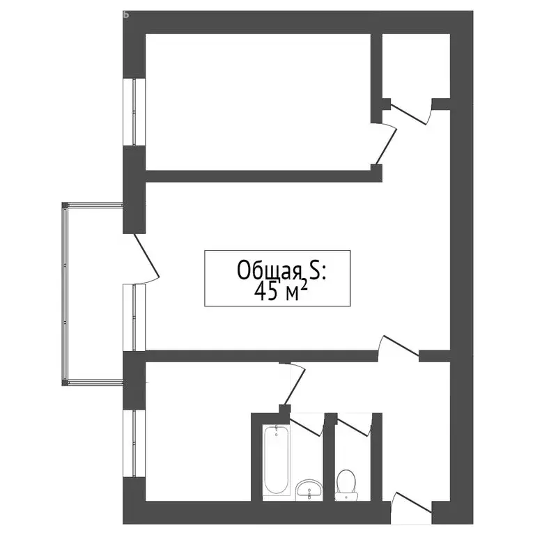 2-комнатная квартира: Улан-Удэ, улица Бабушкина, 28 (45.3 м) - Фото 1