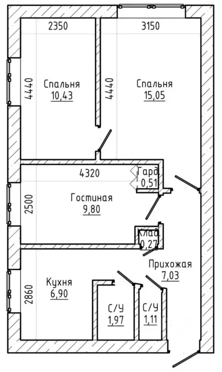 3-к кв. Кабардино-Балкария, Нальчик Шалушкинская ул. (55.0 м) - Фото 2