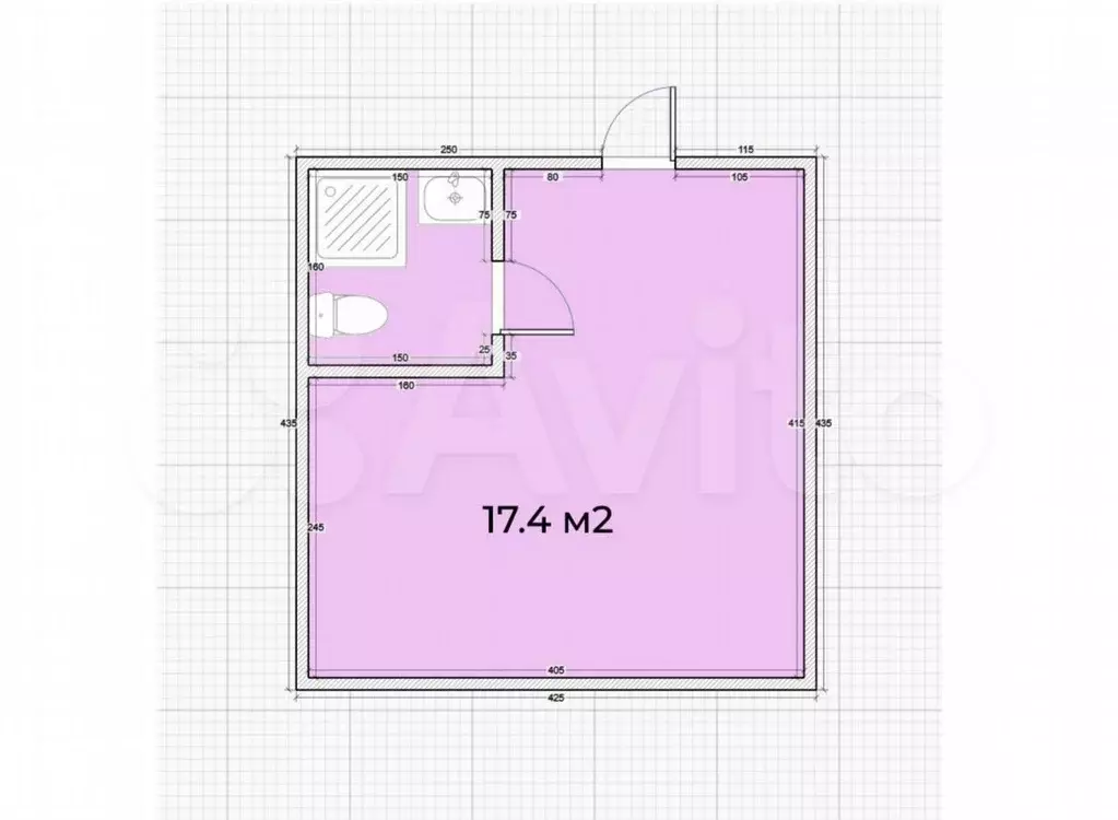 Квартира-студия, 17,4 м, 1/12 эт. - Фото 0