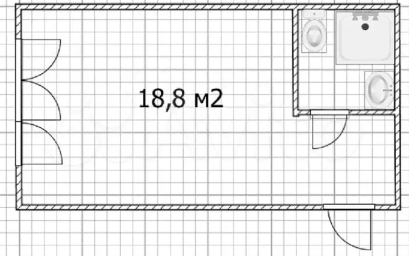 Квартира-студия, 18,8 м, 1/9 эт. - Фото 0